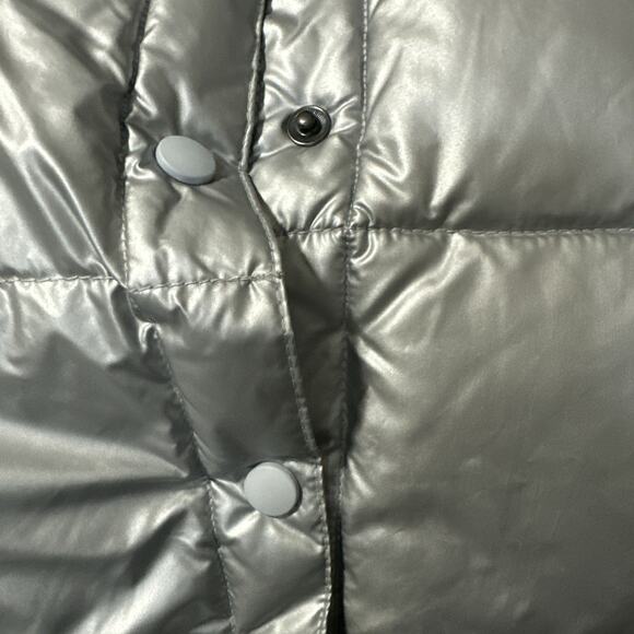 Lands End Silver Quilted Goose Down Filled Insulated Puffer Vest Women’s M 10-12 - Picture 3 of 5